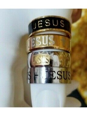 FASHION JEWELRY 4 PIECE RELIGIOUS JESUS CHRIST CROSS MENS RINGS SIZE 11